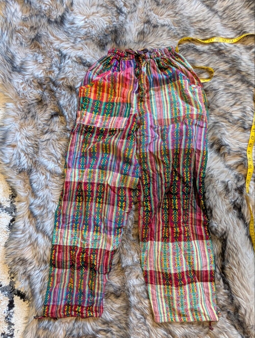 Aztec Design Boho Multicolor Striped Wide-Leg Pants